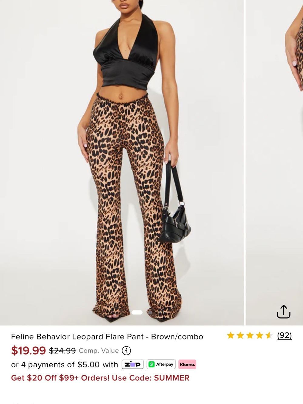 Fashion Nova Leopard Print Flare Pants - Brown/Black